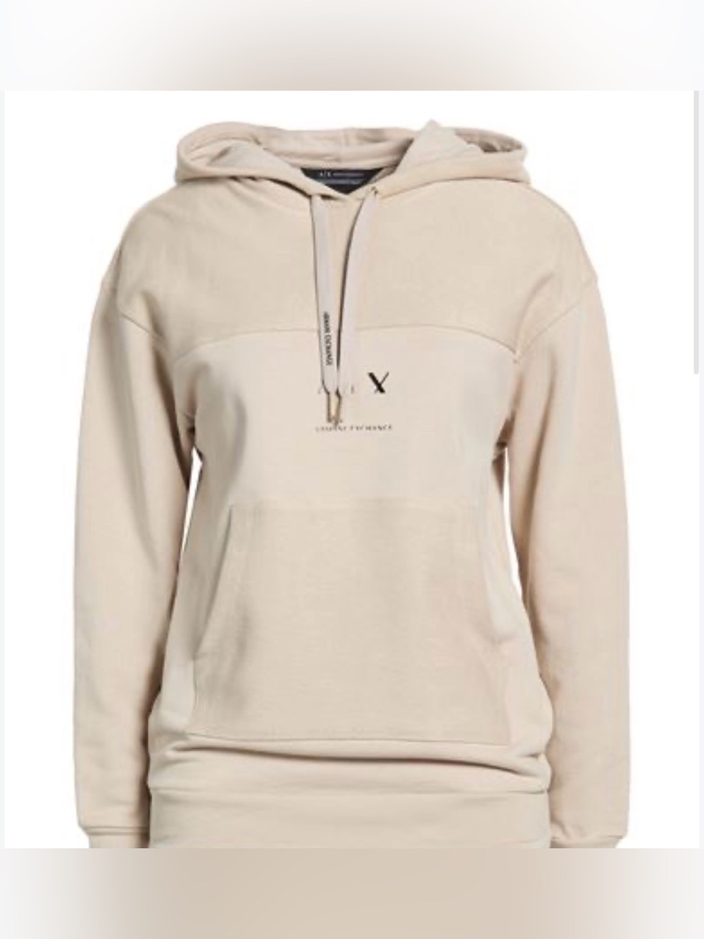Armani Exchange Beige Crewneck Hoodie with Front Pocket